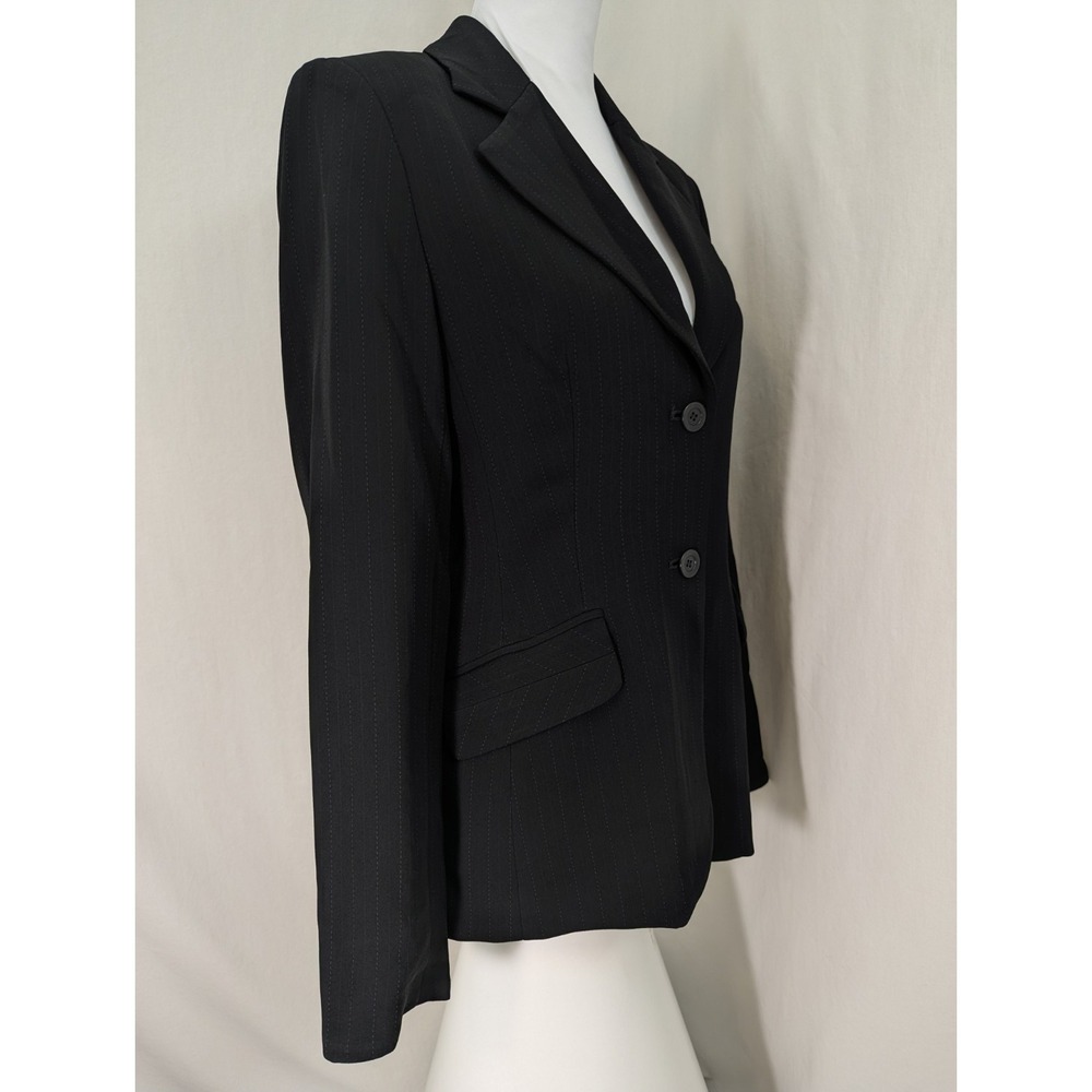 Context Black Pinstriped Workwear Blazer Women's Size 4 - Picture 4 of 9